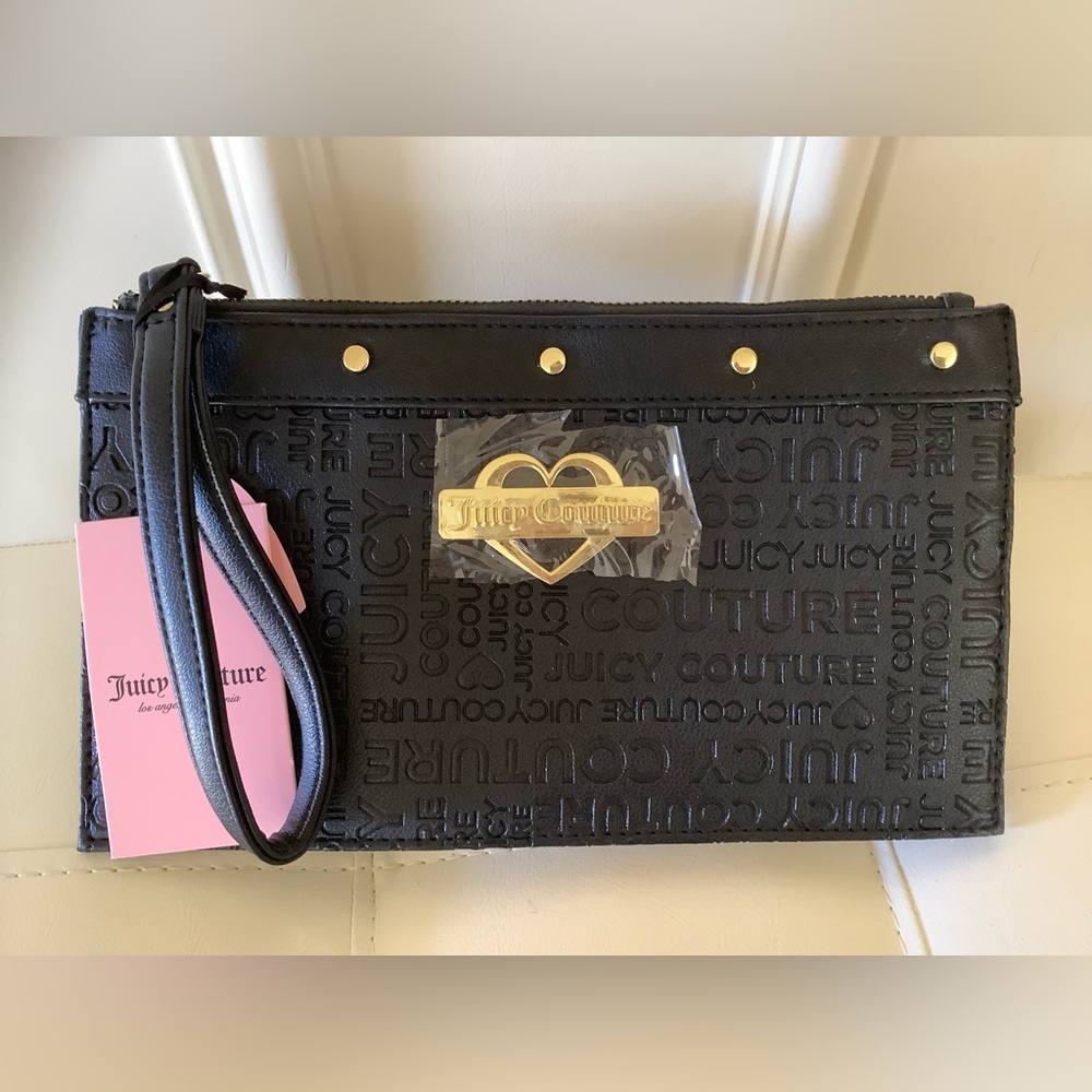 NWT 💞JUICY COUTURE💞Glam Wristlet, Black, Gold